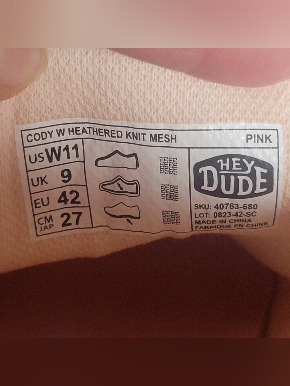 Hey Dude Cody W Heathered Knit Mesh Pink W 11. - Picture 2 of 10